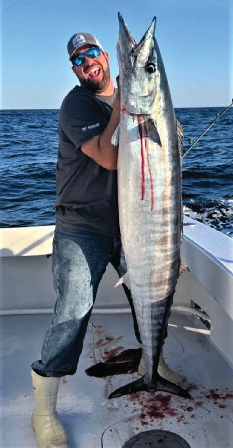WAHOO: Capt. AJ Dangelo, Maridee Sport Fishing charters, with a record breaking 91 lbs. Wahoo.  AJ’s father Capt. Andy Dangelo said, “When we gutted the fish we found the $50 plug it took from another line.” (Submitted photo)